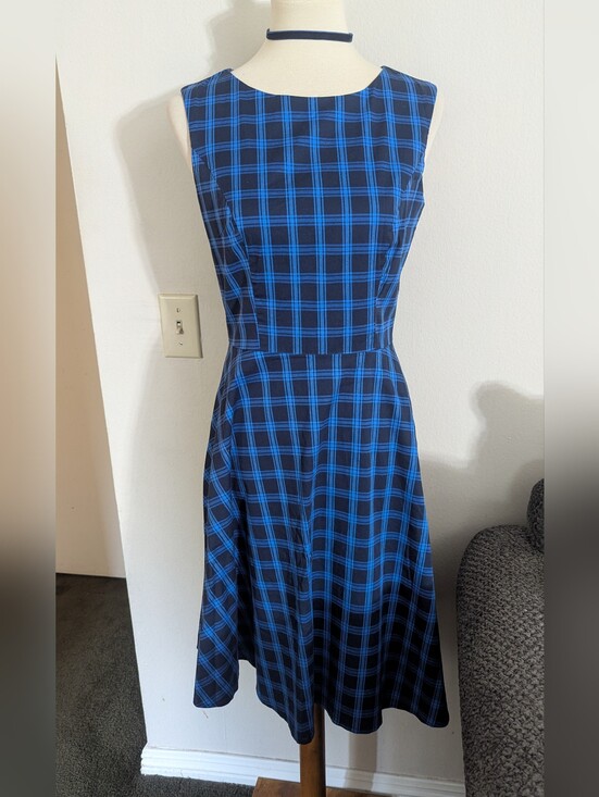 Hanpceirs Dresses & Skirts - Hanpceirs Blue Plaid Vintage Style 1950s Swing Dress